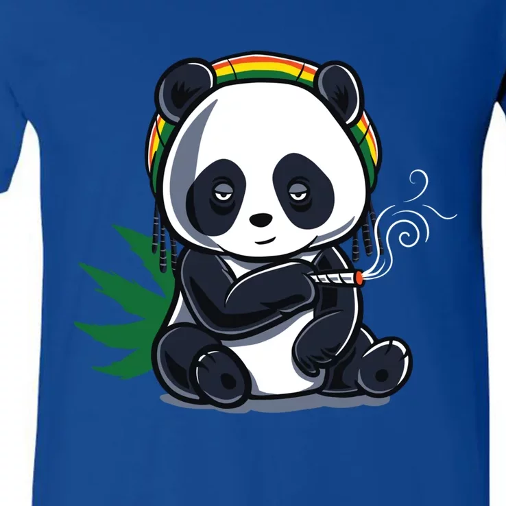 Weed Smoking Panda Gift Marijuana Cannabis Thc Stoner Gift V-Neck T-Shirt