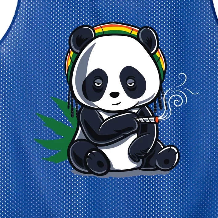 Weed Smoking Panda Gift Marijuana Cannabis Thc Stoner Gift Mesh Reversible Basketball Jersey Tank