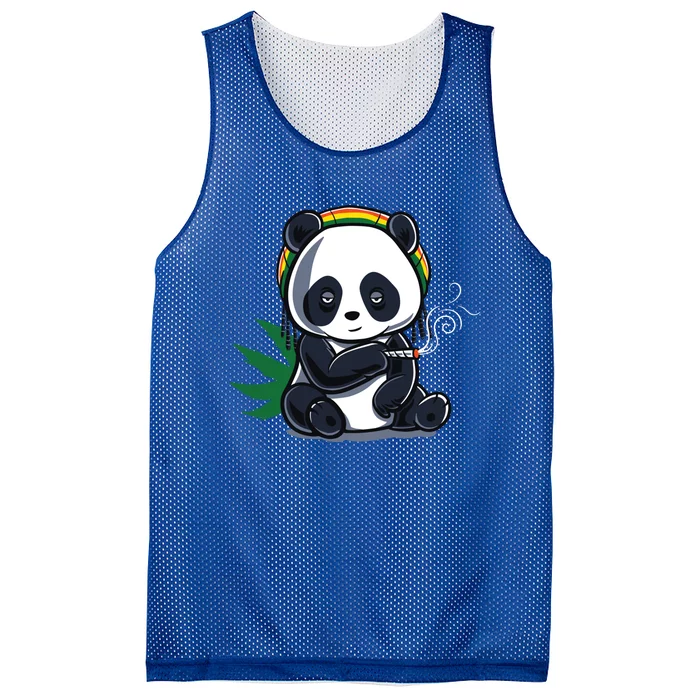 Weed Smoking Panda Gift Marijuana Cannabis Thc Stoner Gift Mesh Reversible Basketball Jersey Tank