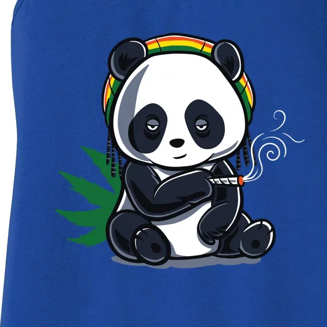 Weed Smoking Panda Gift Marijuana Cannabis Thc Stoner Gift Women's Racerback Tank