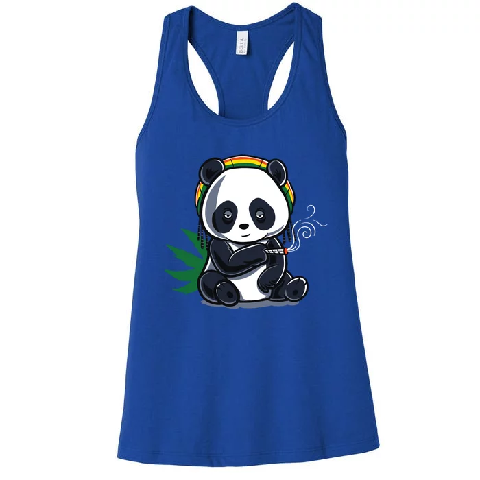 Weed Smoking Panda Gift Marijuana Cannabis Thc Stoner Gift Women's Racerback Tank