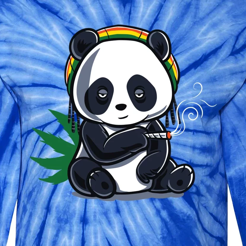 Weed Smoking Panda Gift Marijuana Cannabis Thc Stoner Gift Tie-Dye Long Sleeve Shirt