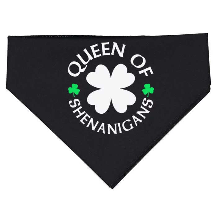 Womens St Patricks Day Queen Of Shenanigans USA-Made Doggie Bandana