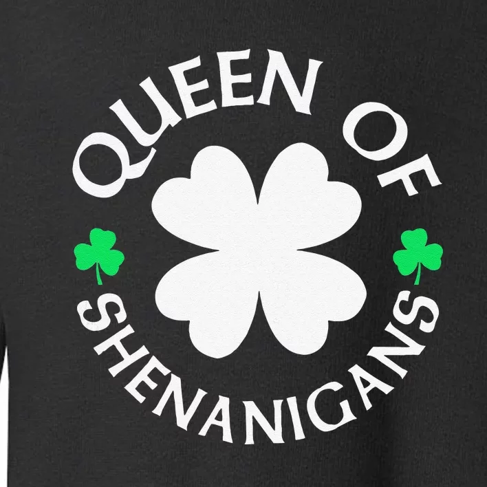 Womens St Patricks Day Queen Of Shenanigans Toddler Sweatshirt