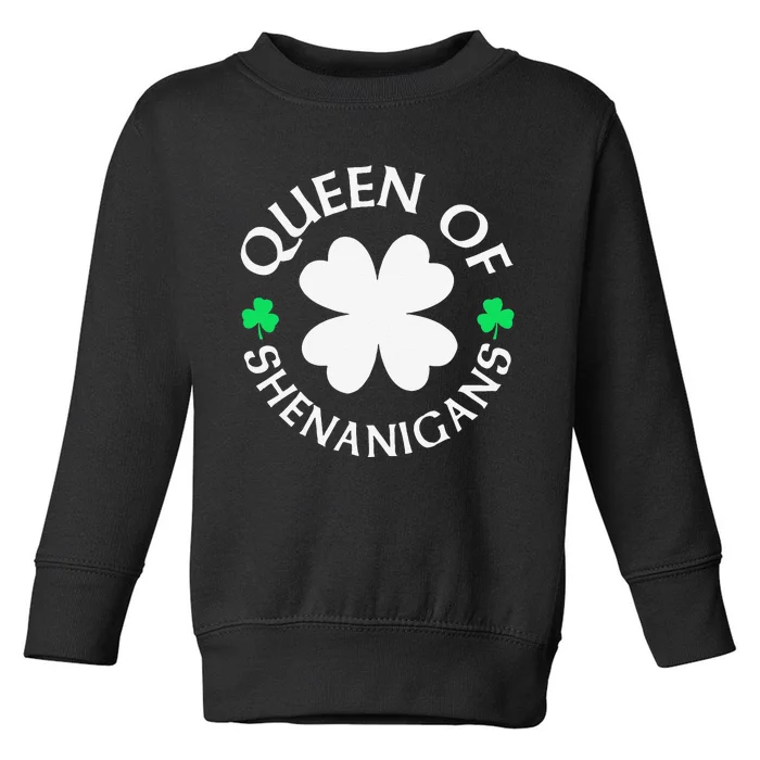 Womens St Patricks Day Queen Of Shenanigans Toddler Sweatshirt