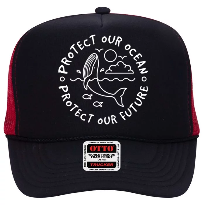 Whale Shark Protect Ocean Protect Our Future Gift High Crown Mesh Trucker Hat