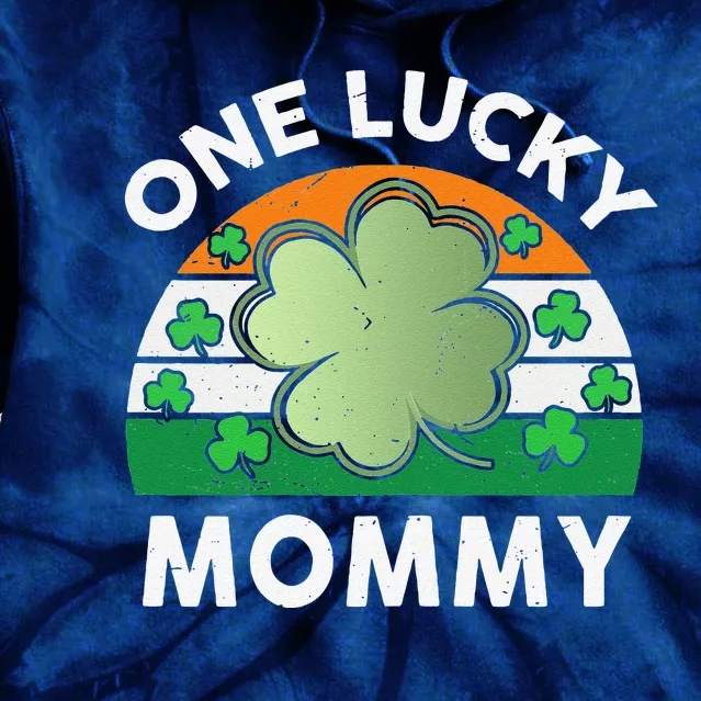 Womens St Patricks Day Outfit Mama One Lucky Mommy Shamrock Tie Dye Hoodie