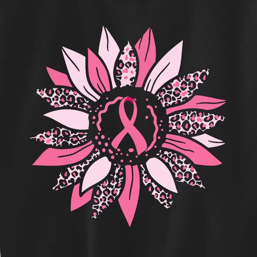 Woman Sunflower Pink Ribbon Breast Cancer Awareness Warrior Gift Kids Sweatshirt