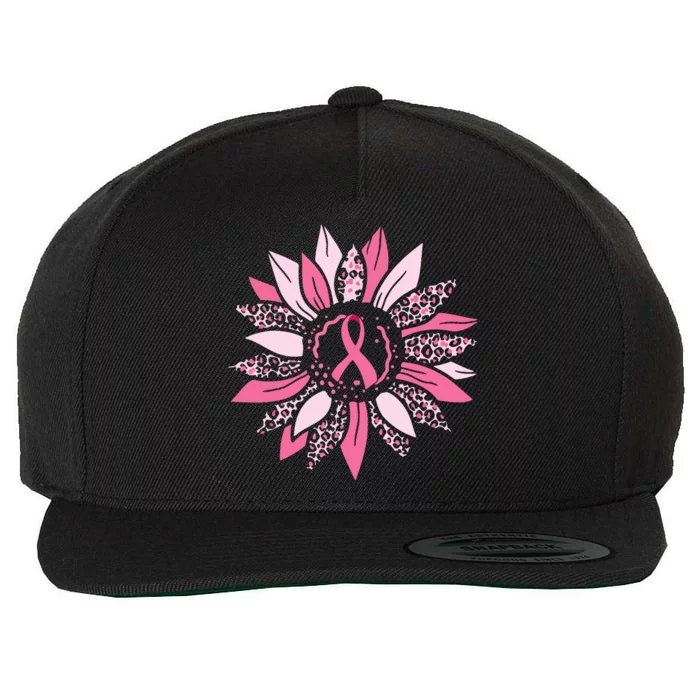 Woman Sunflower Pink Ribbon Breast Cancer Awareness Warrior Gift Wool Snapback Cap