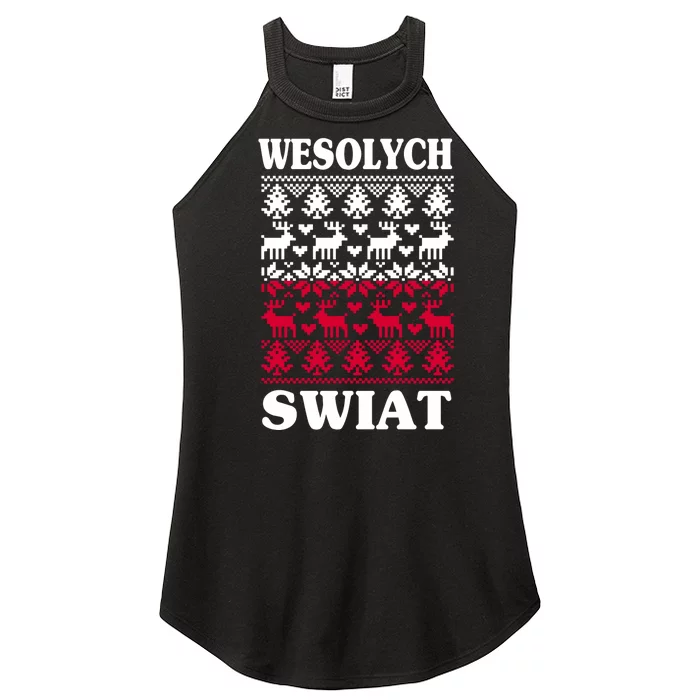 Wesolych Swiat Poland Flag Polish Ugly Christmas Wear Women’s Perfect Tri Rocker Tank