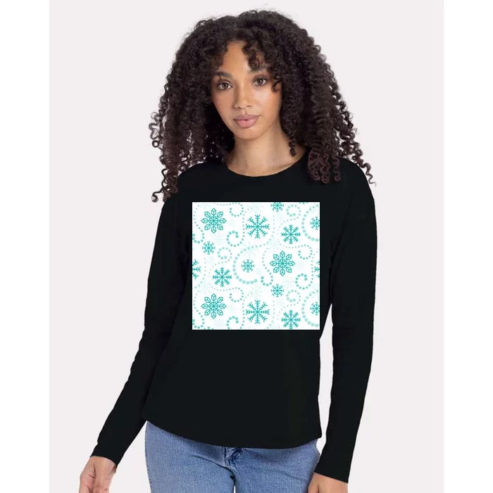 Winter Snowflakes Pattern Womens Cotton Relaxed Long Sleeve T-Shirt