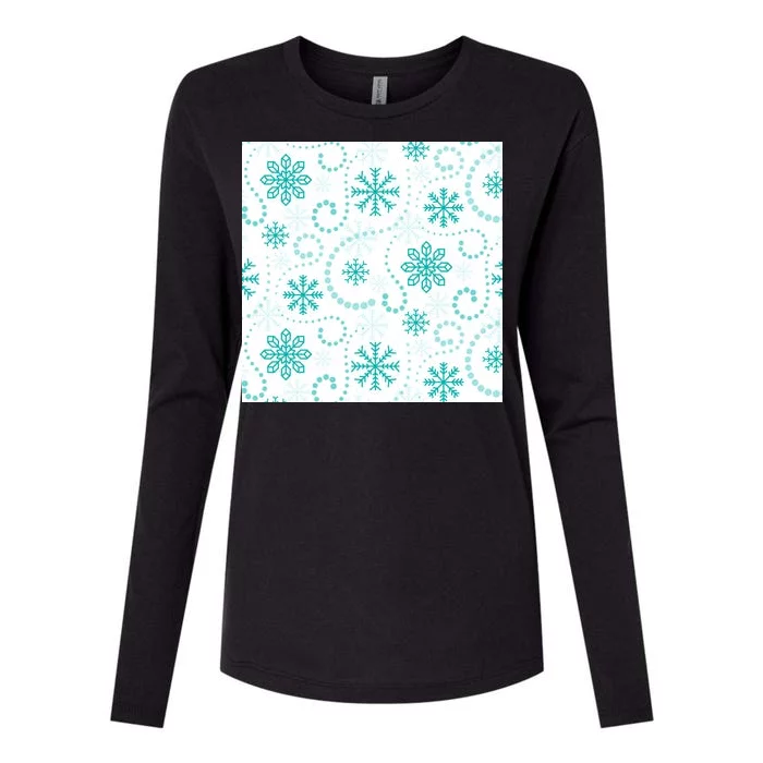 Winter Snowflakes Pattern Womens Cotton Relaxed Long Sleeve T-Shirt