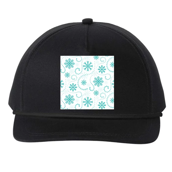 Winter Snowflakes Pattern Snapback Five-Panel Rope Hat