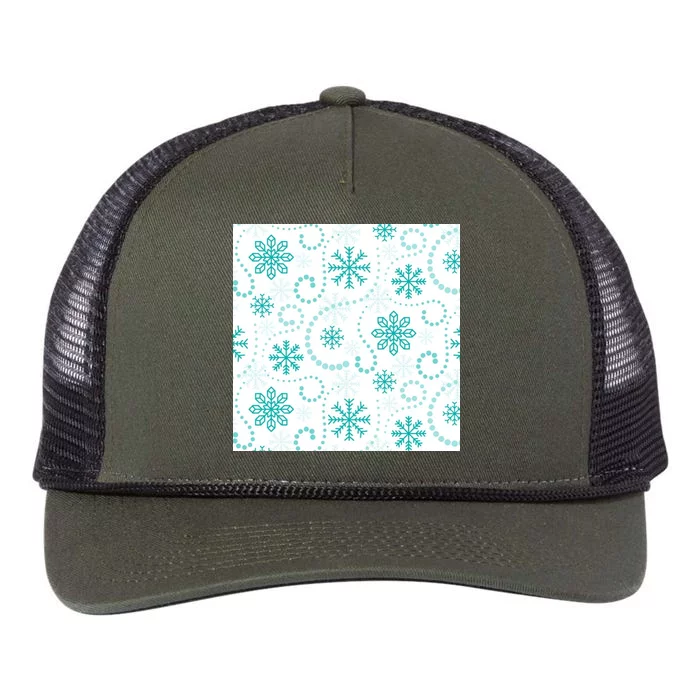 Winter Snowflakes Pattern Retro Rope Trucker Hat Cap