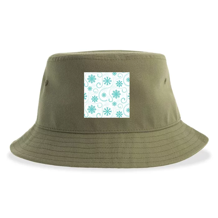 Winter Snowflakes Pattern Sustainable Bucket Hat