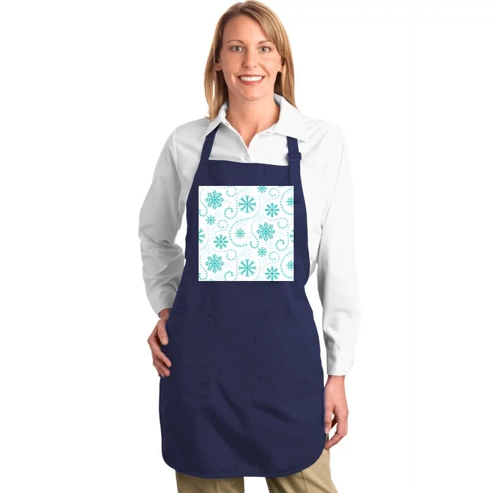 Winter Snowflakes Pattern Full-Length Apron With Pocket