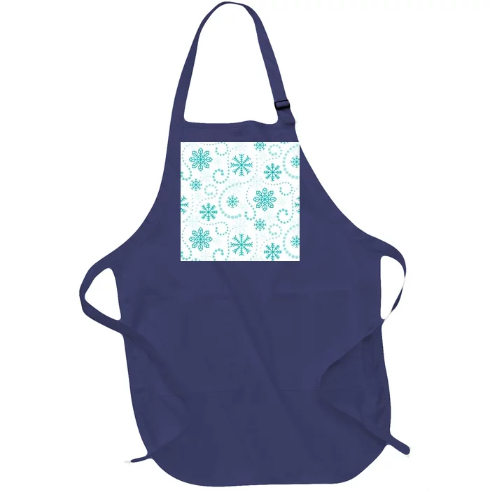 Winter Snowflakes Pattern Full-Length Apron With Pocket