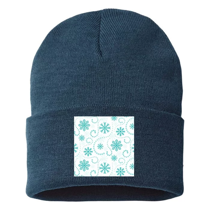 Winter Snowflakes Pattern Sustainable Knit Beanie