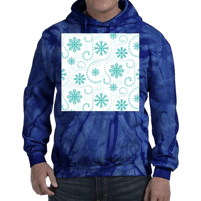 Winter Snowflakes Pattern Tie Dye Hoodie