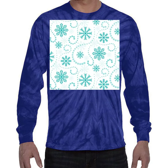 Winter Snowflakes Pattern Tie-Dye Long Sleeve Shirt