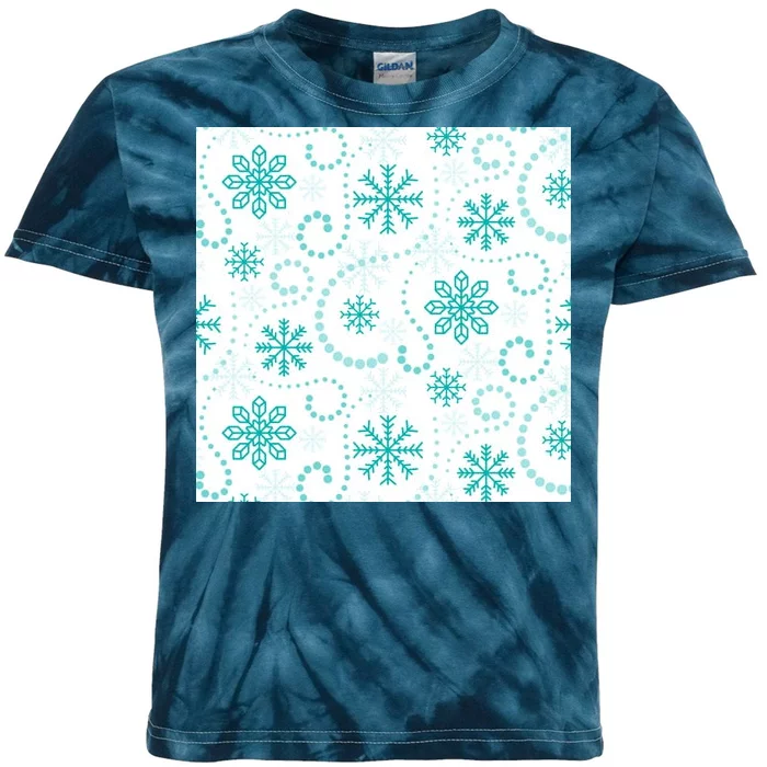 Winter Snowflakes Pattern Kids Tie-Dye T-Shirt