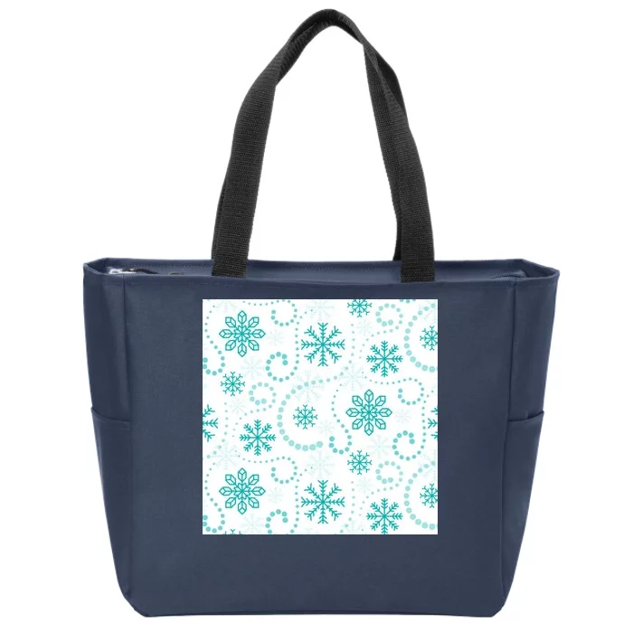 Winter Snowflakes Pattern Zip Tote Bag