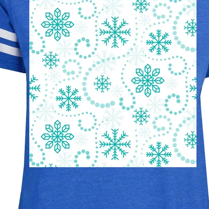 Winter Snowflakes Pattern Enza Ladies Jersey Football T-Shirt