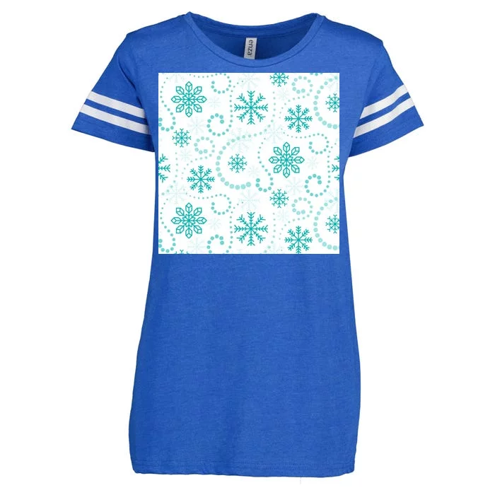 Winter Snowflakes Pattern Enza Ladies Jersey Football T-Shirt