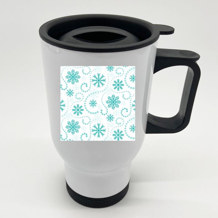 Winter Snowflakes Pattern Front & Back Stainless Steel Travel Mug