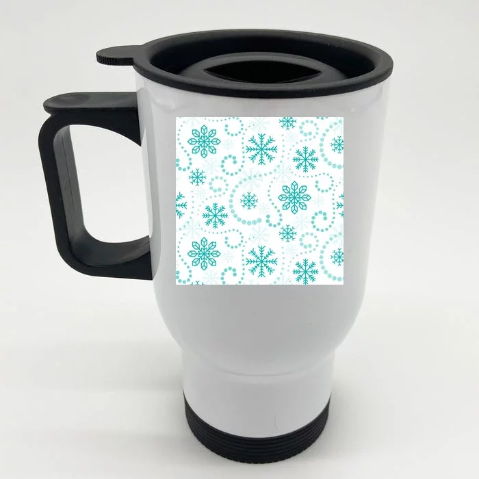 Winter Snowflakes Pattern Front & Back Stainless Steel Travel Mug