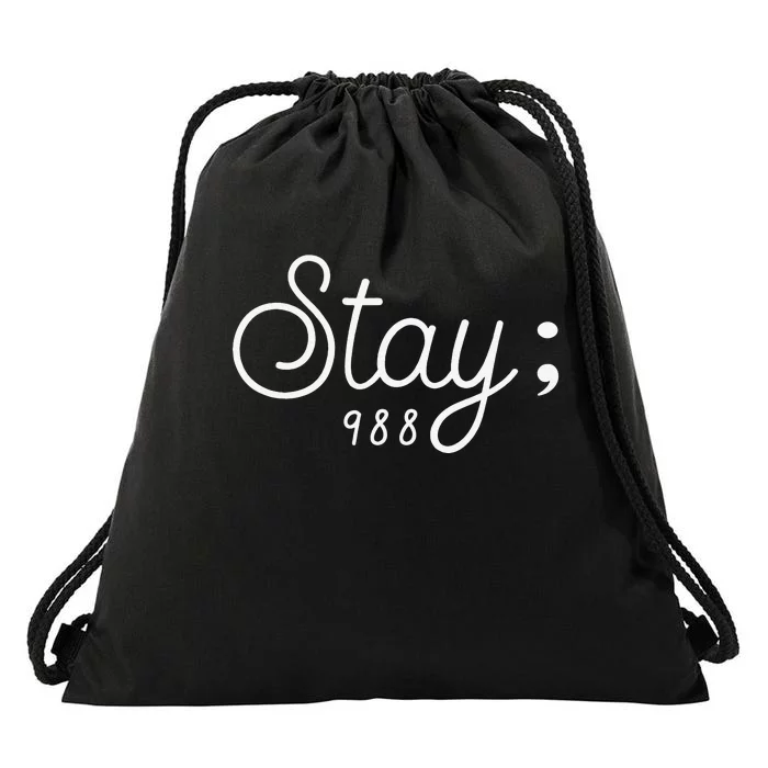 World Suicide Prevention awareness Day stay; 988 Drawstring Bag