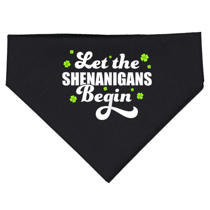 Womens St Patricks Day Let The Shenanigans Begin Shamrock Clover USA-Made Doggie Bandana