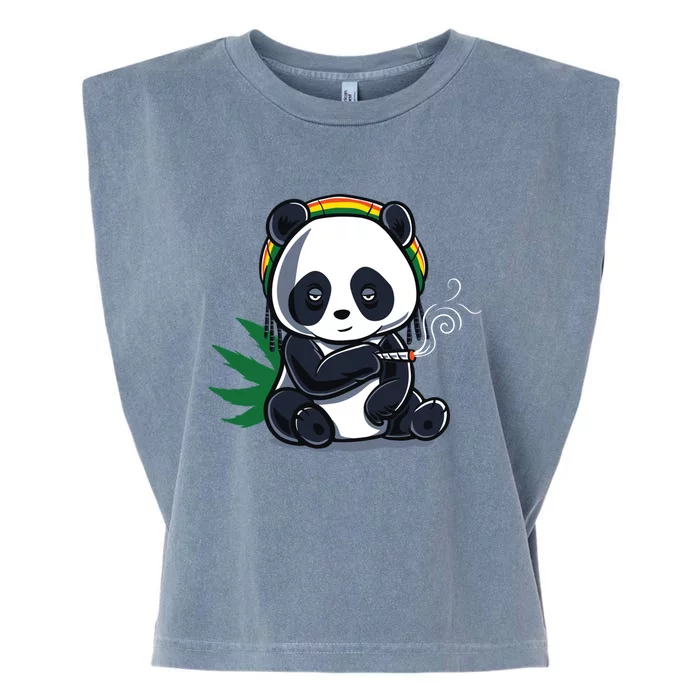 Weed Smoking Panda Gift Marijuana Cannabis Thc Stoner Gift Cool Gift Garment-Dyed Women's Muscle Tee