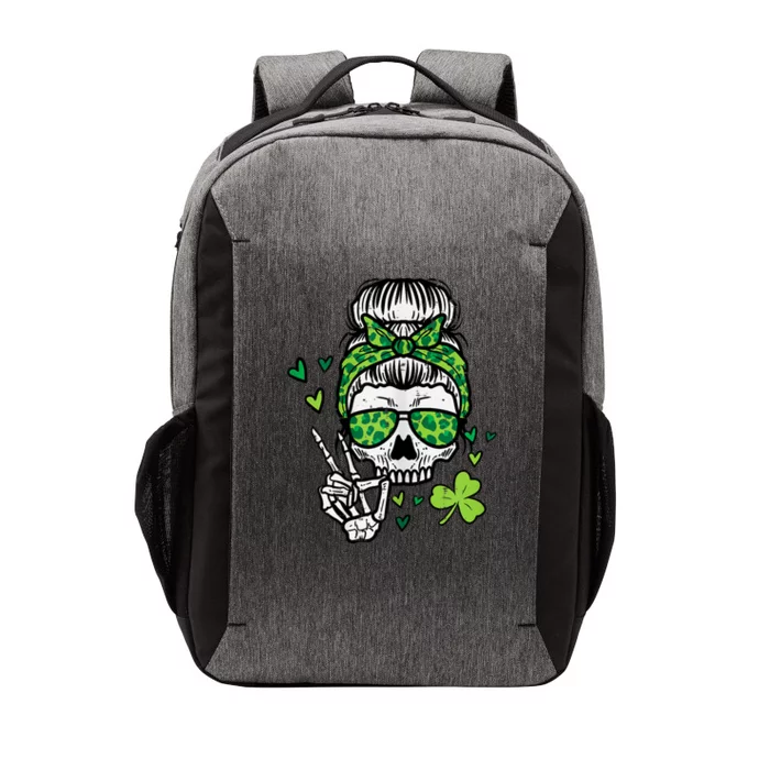 Womens St Patricks Day Skull Messy Bun Saint Pattys Paddys Women Vector Backpack