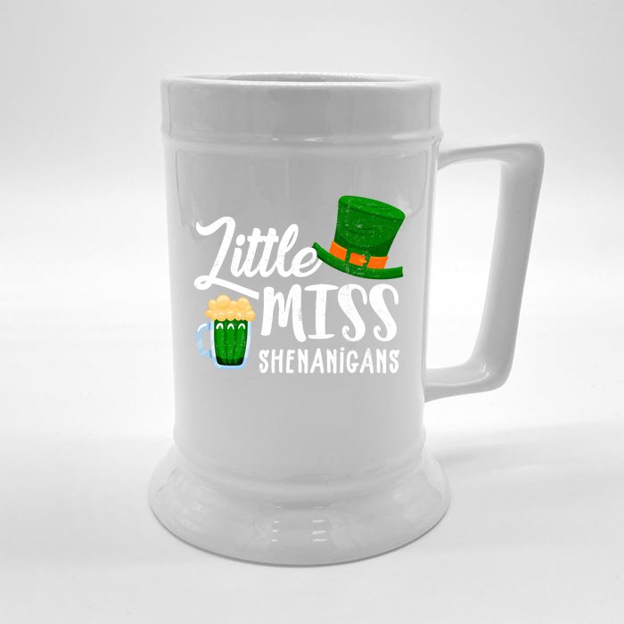 Wo's St Patrick's Day Tee Little Miss Shenanigans Great Gift Front & Back Beer Stein