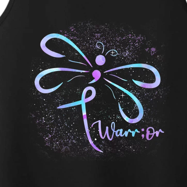 Wo Suicide Prevention Awareness Dragonfly Semicolon Performance Tank