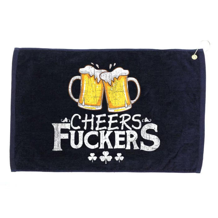 Womens St Patricks Day Cheers Fuckers Funny Beer Drinking Grommeted Golf Towel