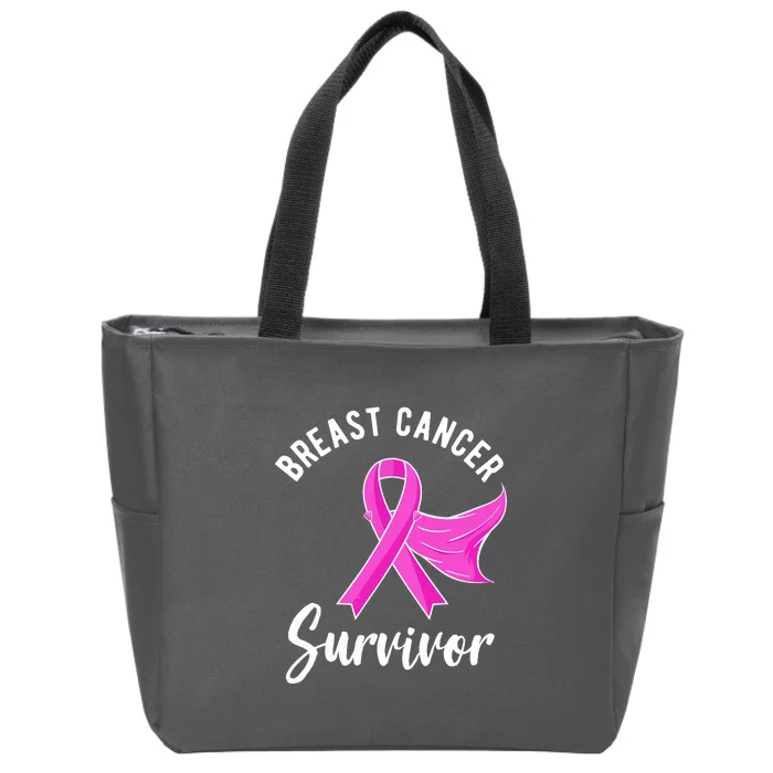 Women Survivor Pink Ribbon Breast Cancer Awareness Gift Zip Tote Bag