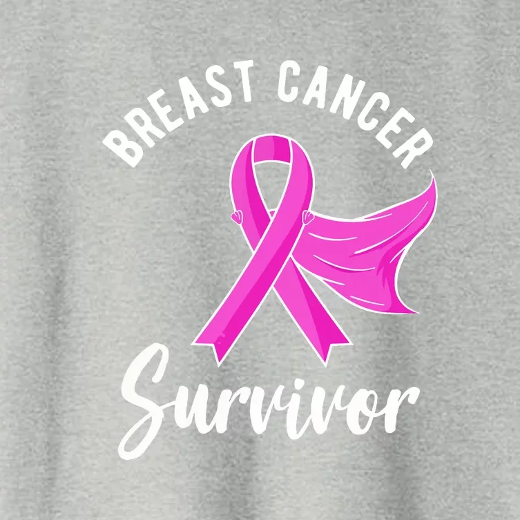 Women Survivor Pink Ribbon Breast Cancer Awareness Gift Women's Crop Top Tee