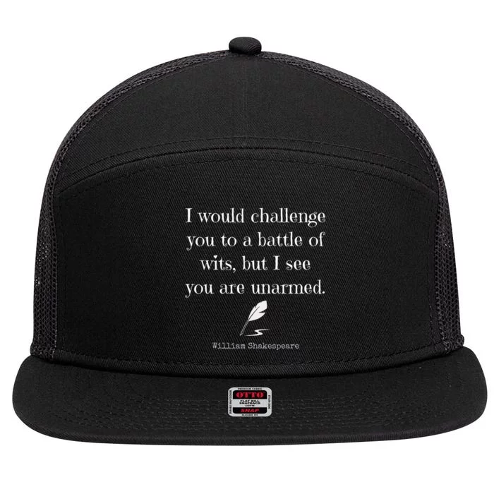 William Shakespeare Quote English Literature 7 Panel Mesh Trucker Snapback Hat