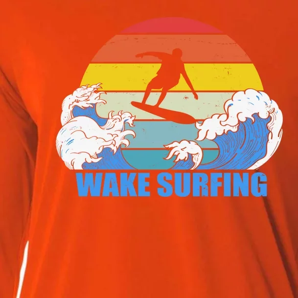 Wake Surfing Retro Sunset Cooling Performance Long Sleeve Crew