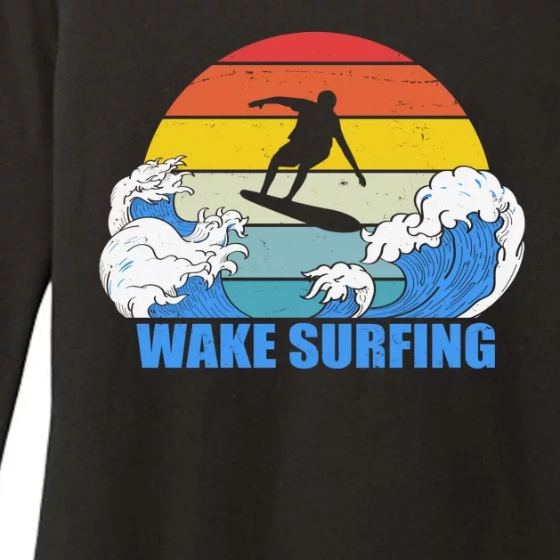 Wake Surfing Retro Sunset Womens CVC Long Sleeve Shirt