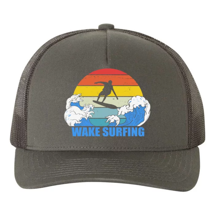 Wake Surfing Retro Sunset Yupoong Adult 5-Panel Trucker Hat