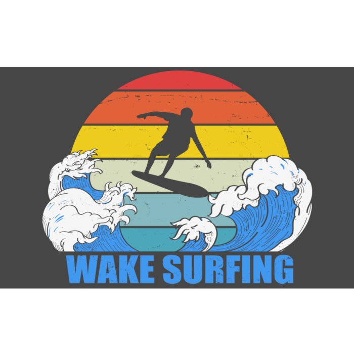 Wake Surfing Retro Sunset Bumper Sticker