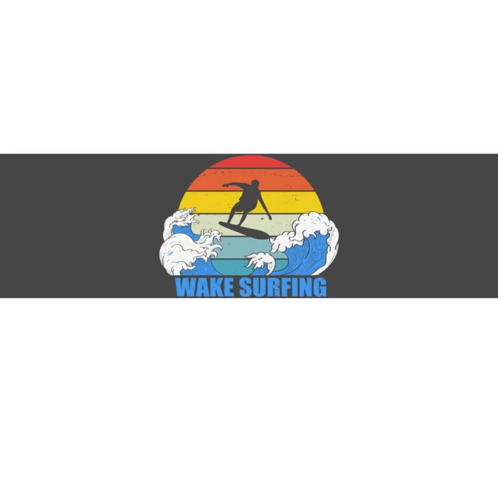 Wake Surfing Retro Sunset Bumper Sticker