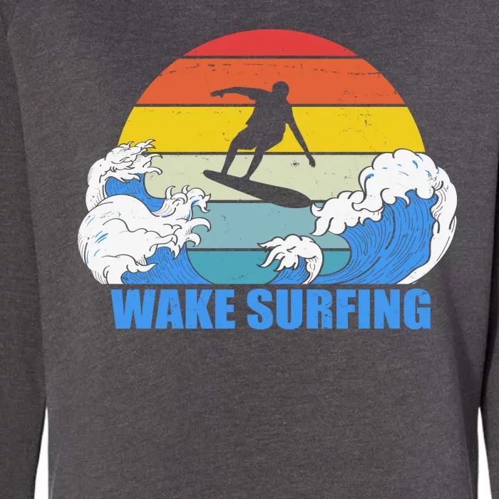 Wake Surfing Retro Sunset Womens California Wash Sweatshirt