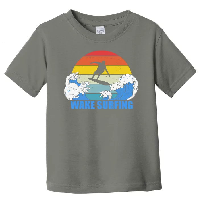 Wake Surfing Retro Sunset Toddler T-Shirt