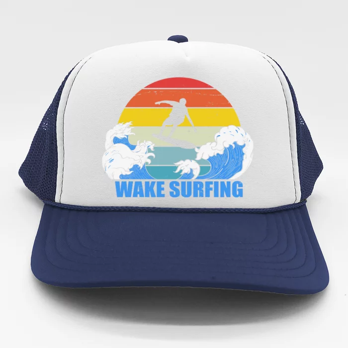 Wake Surfing Retro Sunset Trucker Hat