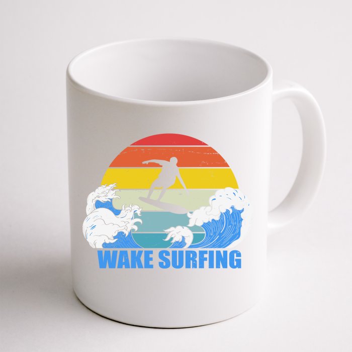 Wake Surfing Retro Sunset Front & Back Coffee Mug