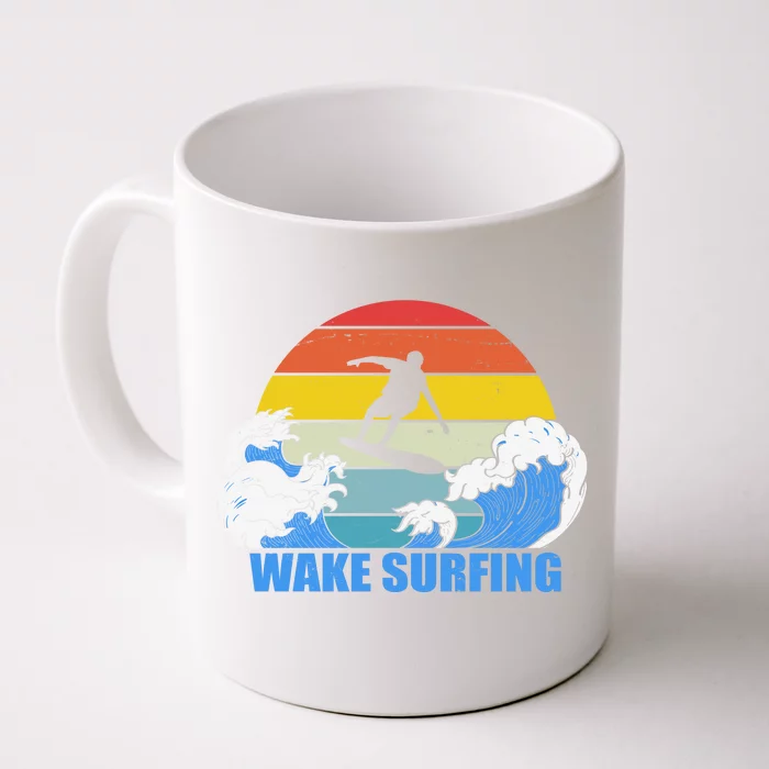 Wake Surfing Retro Sunset Front & Back Coffee Mug